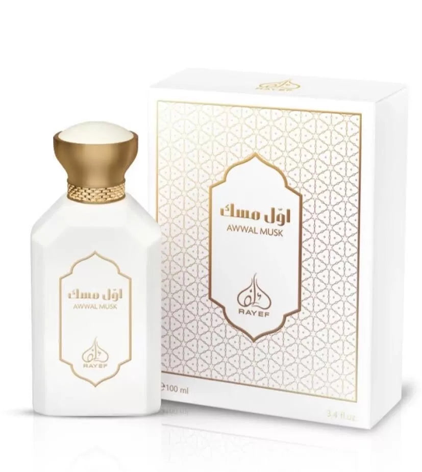 Rayef Awwal Musk Eau de Parfum 100ml 3.4oz - Made in Dubai Authentic - Unique Scent with Nature Essence
