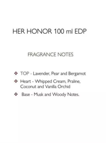 Her Honor by Fascino - Eau de Parfum 100ml 3.4 fl oz For Women - Made in Dubai