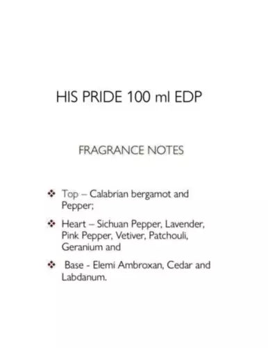 His Pride by Fascino - Eau de Parfum 100ml 3.4 fl oz For Men - Made in Dubai
